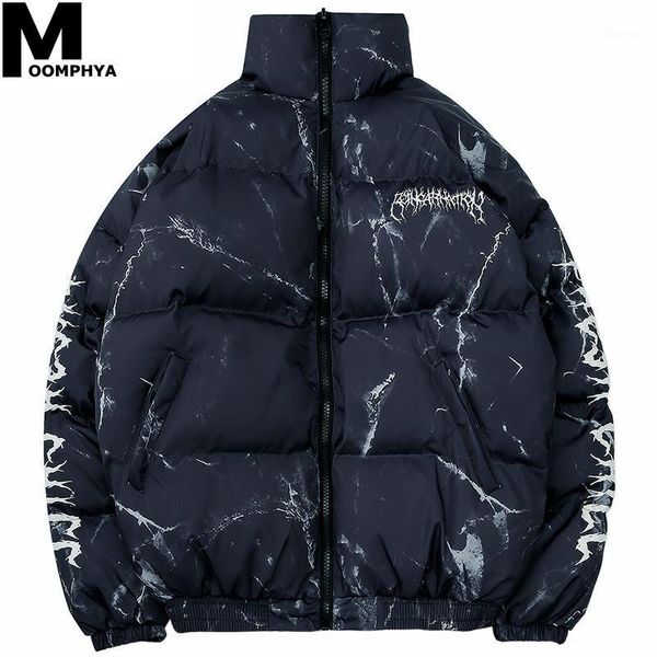 

moomphya hip hop men jacket parka hurt bear print men winter windbreaker streetwear harajuku padded jacket coat warm outwear1, Black