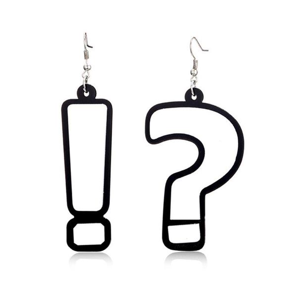 

stud 3d fashion women earrings creative question mark exclamation drop pendant trend wild asymmetric earring jewelry gift, Golden;silver