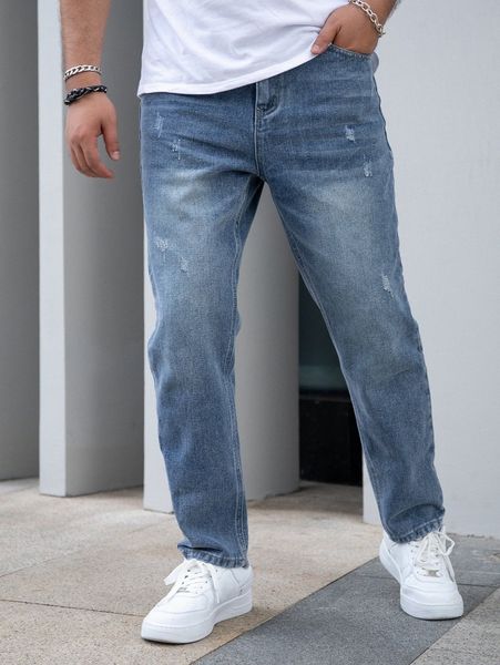 

men bleach wash cat scratch jeans j1xl#, Blue