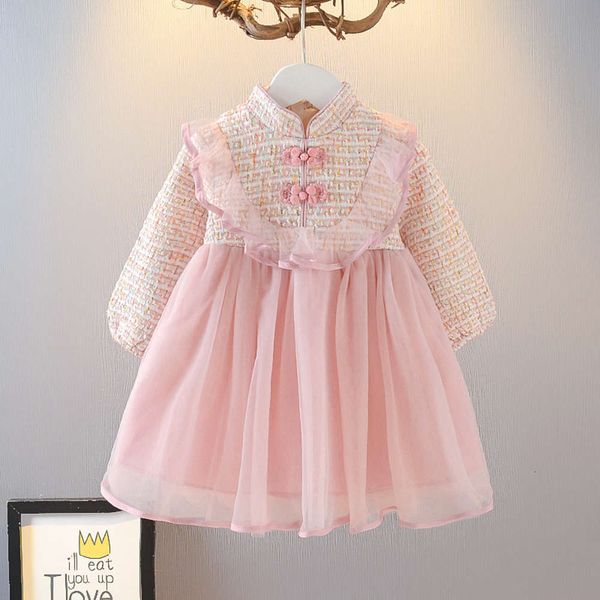 

girls' 2020 winter drs new chine sle qipao skirt, Red;yellow