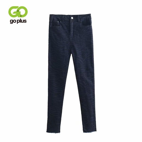 

goplus women high waist jeans large size leopard printed skinny jeans woman elastic pencil denim pants femme 2020 nouveau c9540, Blue