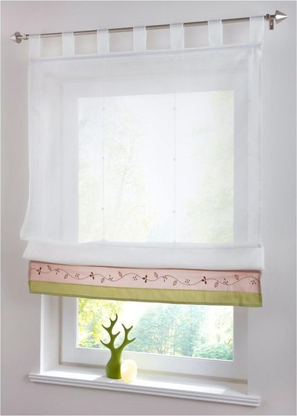 

fabric embroidered curtain roman blinds kitchen curtains short white tulle light transmission windows curtains