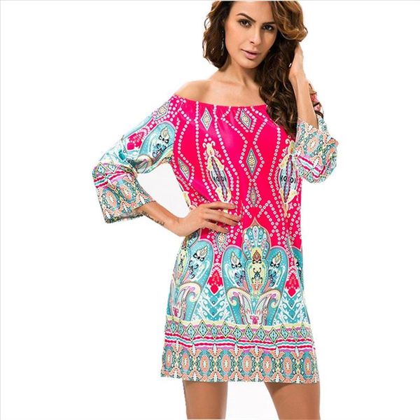 

fashion european style robe dress flower print woman clothes vestidos casual bohemian female beach summer night club party dress, Black;gray