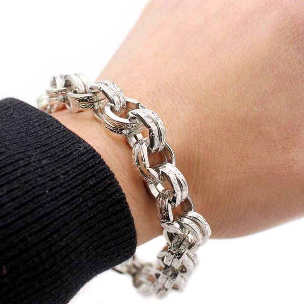 

punk bracelets style simple chain link minimalist for womens fashion silver plating alloy bangle jewelry fit holiday gifts wholesale, Black