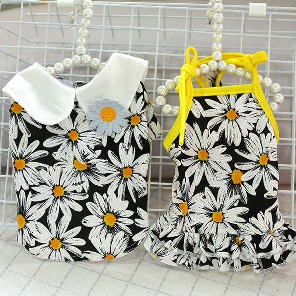 

dog apparel cute princess dress black sunflower cat couple of flower girl dresses lapel hoodies boys for small dogs pet shirt summer #xl