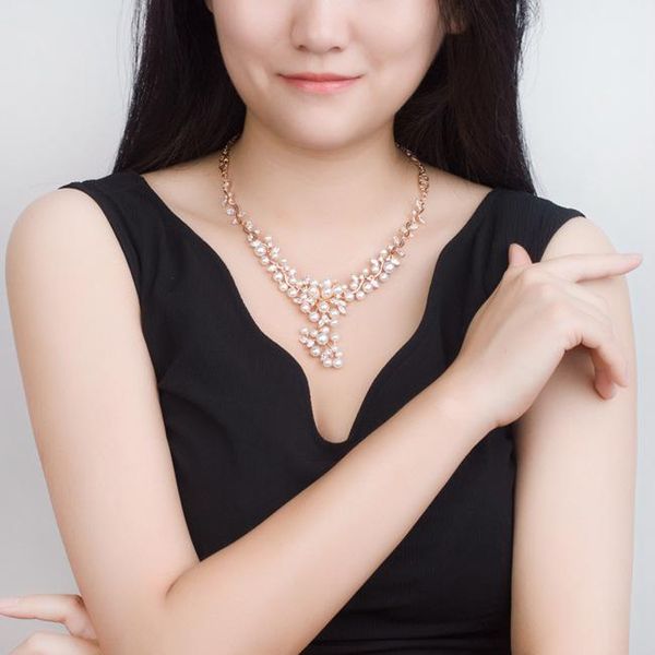 

chokers fashion rice pearl choker for wedding bridal necklace 100% natural freshwater women jewelry gifts, Golden;silver