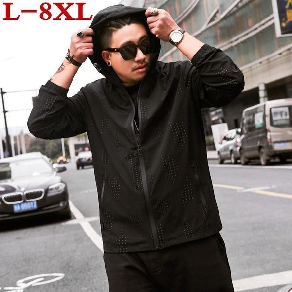 

8xl 7xl 2021 new spring autumn bomber hooded jacket men casual slim patchwork windbreaker jacket male outwear zipper thin coat, Black;brown