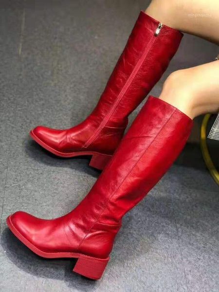 

boots vibsterimma red leather knee women genuine high riding 4 colors1, Black