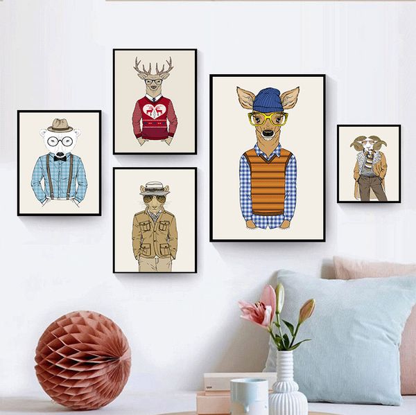 

personality character canvas paintings retro fashion art posters and prints nordic stylewallartpictures for the bedroom no frame