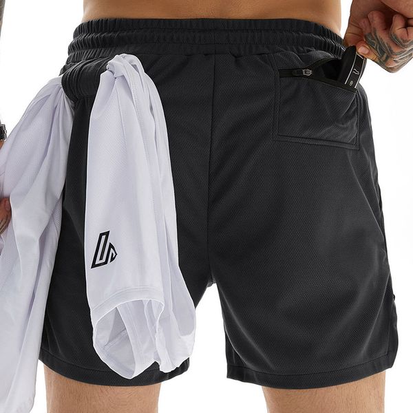 

men's sports casual gym fitness running workout five-point quick-drying beach shorts athletic wear, White;black