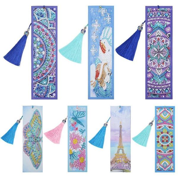 

vodool diy peafowl special shaped diamond painting leather tassel bookmark gift1