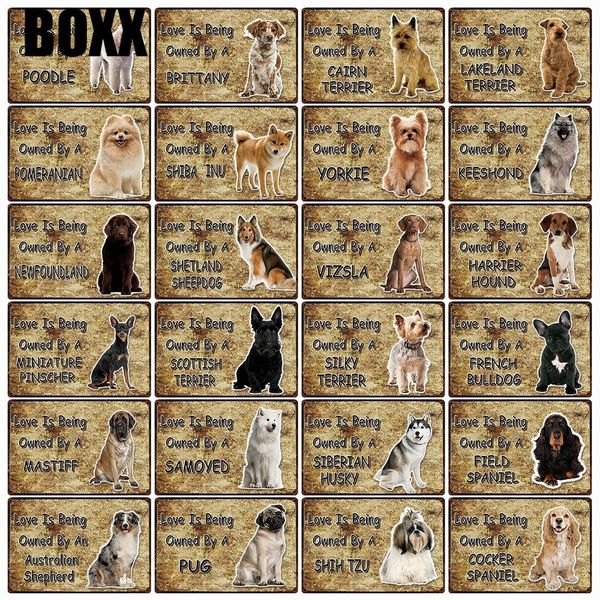 

dogs brittany cocker spaniel vizsla yorkie shiba inu metal sign home decor bar wall art painting 20*30 cm size