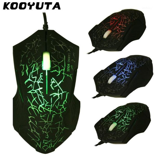 Ratos kooyuta promoção de moda pequena 3 botões 3200 dpi USB Wiring Luminous Gamer Computer Gaming Mouse 7 Cores para PC laptop1