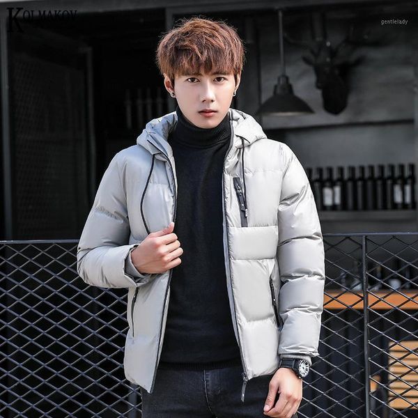 

men's down & parkas kolmakov casual men's thicken warm cotton jacket slim hooded coat soild cotton-padded clothes male 3 color siz, Black