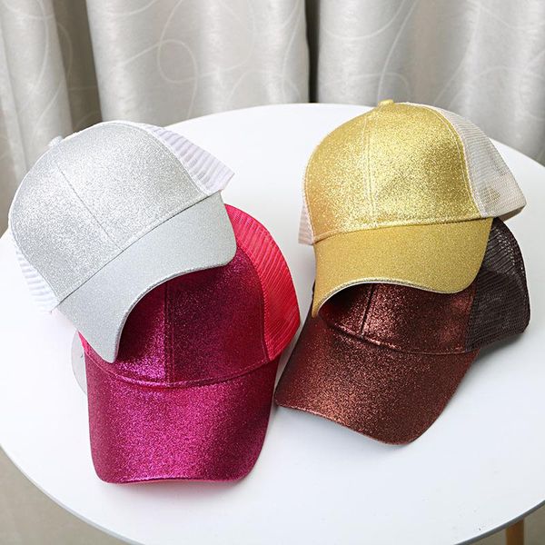 

girl ponytail baseball cap sequins fluorescent hip hop women's caps summer flashing mesh hat custom streetwear casual sports cap h jllv, Black;white