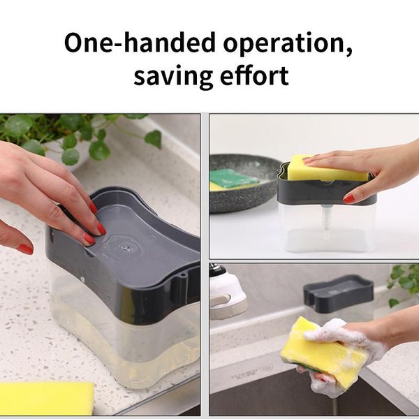 

2 в 1 губка с мылом dispenser двухслойная кухня пластиковый мыло диспенсер губка скруббер бронги ящик для хранения bbyquh