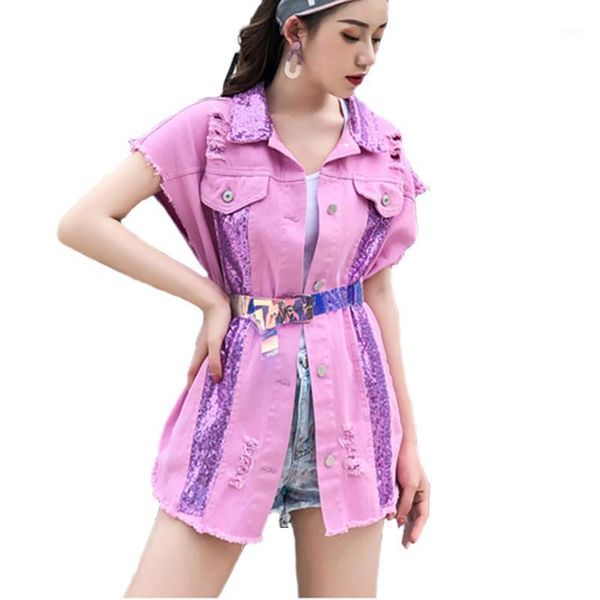 

summer fashion jas vest for women paillettes patchwork vests reindeer lent women weakened gates mouwlless denim jasper for1, Black;white