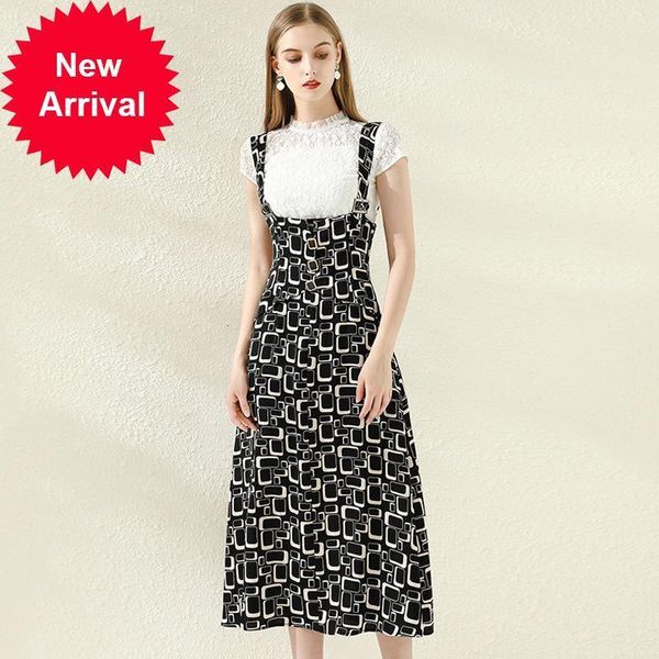 

vintage 2021 new ladies'office lace two-piece blouse long new summer elegant women's party luxury designer clothes 37nb, Black;gray