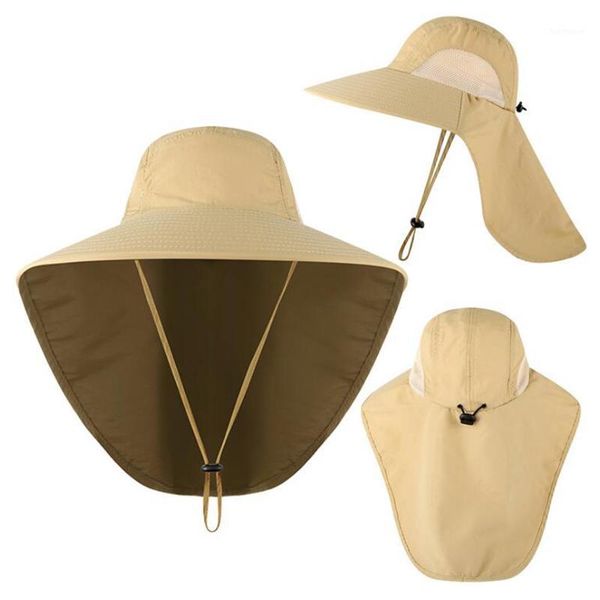 

outdoor angling hiking fishing hats uv cut men women heat insulation fishermen hat sun screen wide brim neck cap1, Blue;gray