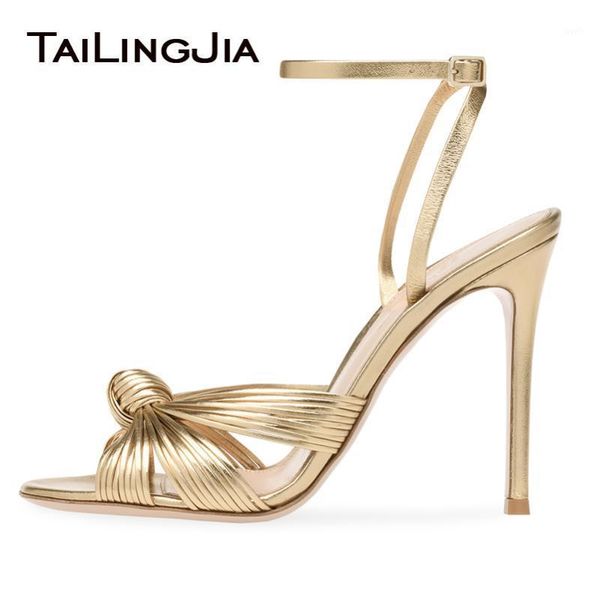 

elegant gold party high heel summer sandals women knotted strappy shoes ladies pu leather ankle strap heeled shoe big size 20201, Black