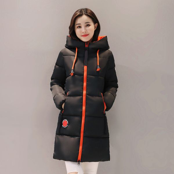 

2021 newwinter long jacket for women hooded plus size thick slim collar outwear coat femme chaquetas mujer et6a, Black