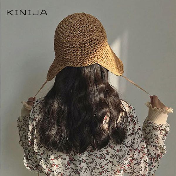 

summer femme lafite straw hat uv protection fisherman cap vacation beach holiday bucket hat girl panama visor cap korean sun hat wmtdig