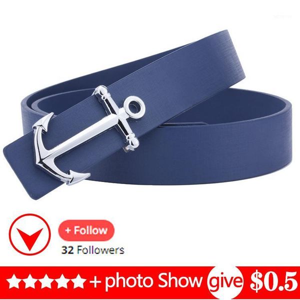 

men's new navy anchor buckle belt smooth buckle men's belt wild youth pantsbelt pants leisure gifts for men1, Black;brown