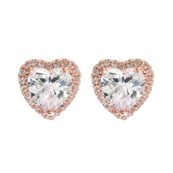 

stud 2021 fashion temperament peach heart micro-set zircon earrings female/girl wedding party gift er-453, Golden;silver