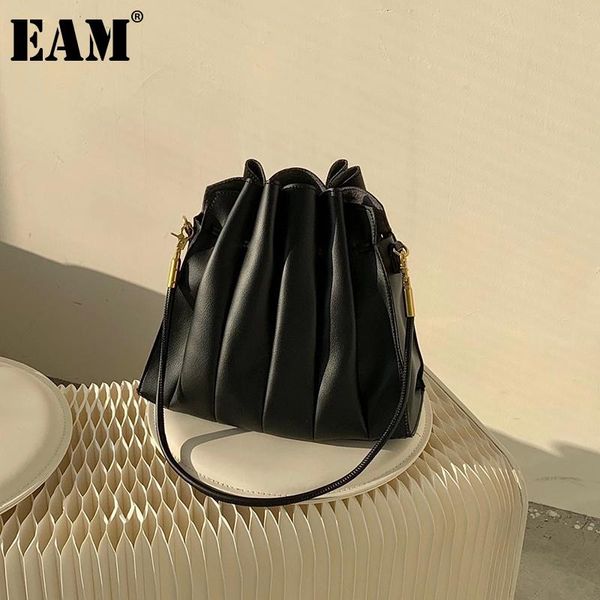 

[eam] women new retro soft pleated bag pu leather flap personality all-match crossbody shoulder bag fashion tide 2021 18a1520