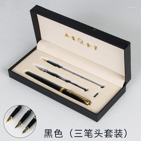 

wingsung brand metal fountain pen students office stationery luxury extra fine 0.5mm/1.0 nib calligraphy ink pens gift suit1
