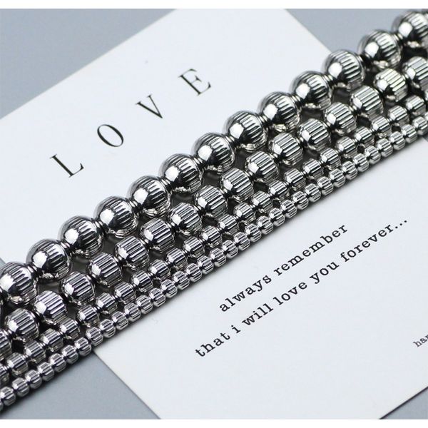 

wlyees нашивки из нержавеющей стали шарика прокладки круглого шарма шарика металла 3 4 6 8 мм loose бусы fit женщины мужчины ювелирные издел