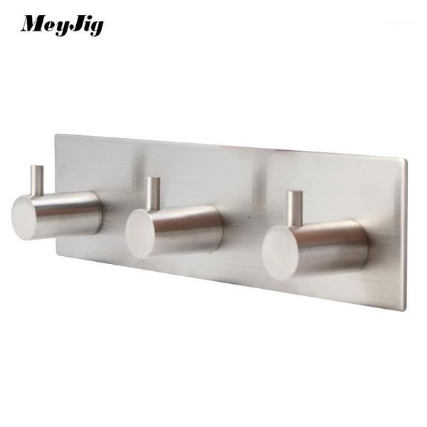 

hooks & rails kitchen bathroom rustproof towel 3m sticker adhesive stainless steel organizer wall door clothes coat hat hanger1