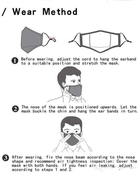 

9la5cotton us stock designer washable face anti pollution mouth masks with pm2.5 carbon filters adjustable elastic respirato