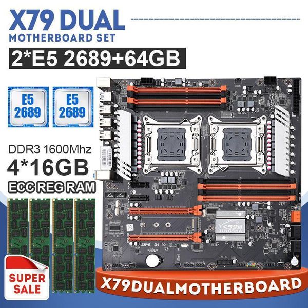 

lga2011 x79 dual cpu motherboard set with 2 Ã xeon e5 2689 4 Ã 16gb 64gb 1600mhz ddr3 ecc reg memory1