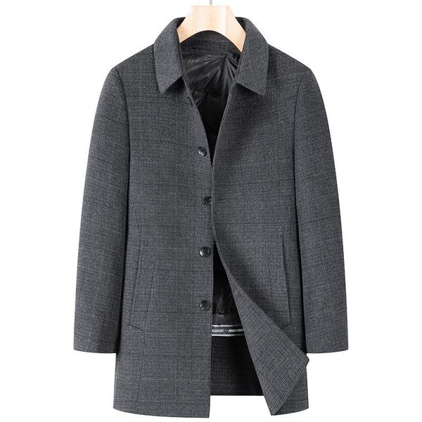 

middle aged and elderly fattening men's double faced woolen coat, Tan;black