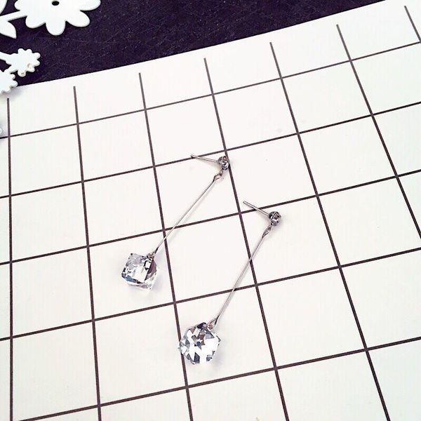 

2020 oorbellen earings brinco e172 temperament of the new south korean super bright square long contracted earrings wholesale1, Silver