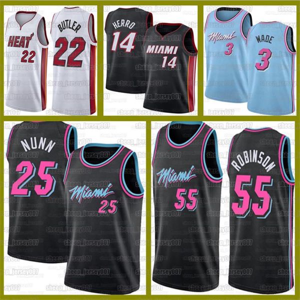 

jimmy 22 butler tyler 14 herro dwyane wade goran dragic bam adebayo jersey duncan 55 robinson 25 nunn miami heat jersey, Black;red