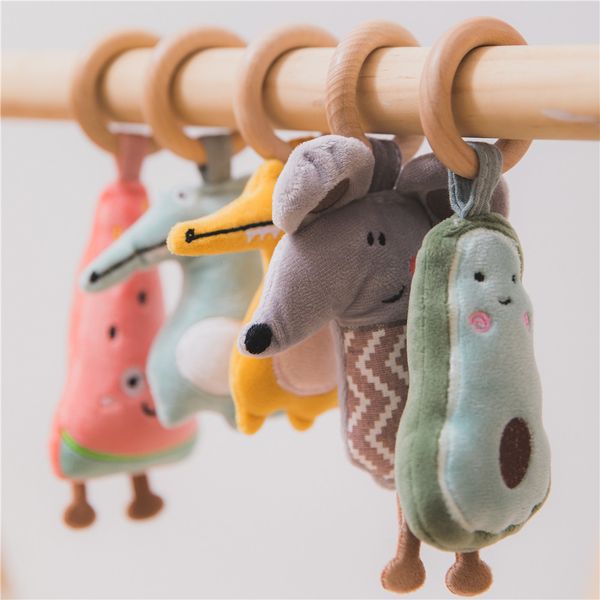 

1pc rattles wooden mobile baby toys children's fitness frame pendant stroller accessories cartoon infant toy q1219