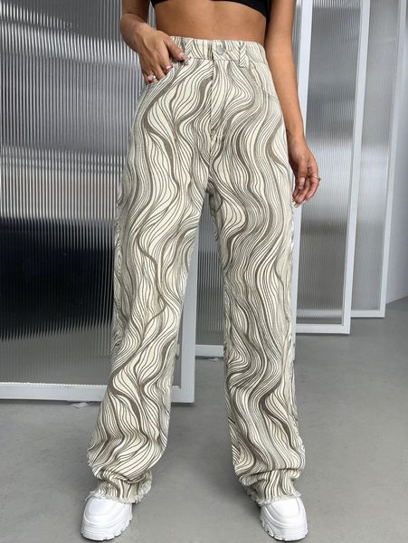 

high waist graphic straight leg jeans w8pm#, Blue