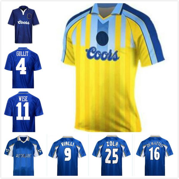 

1995 1997 1999 zola#25 vialli#9 wise retro soccer jersey leboeuf di matteo hughes gullit 03 05 07 # lampard 8 vintage football shirt, Black;yellow