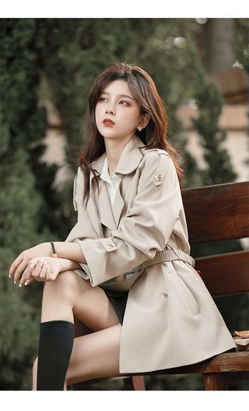 

long sleeve clothing elegant coat female jacket 2020 autumn trench for women solid office lady windbreaker1, Tan;black