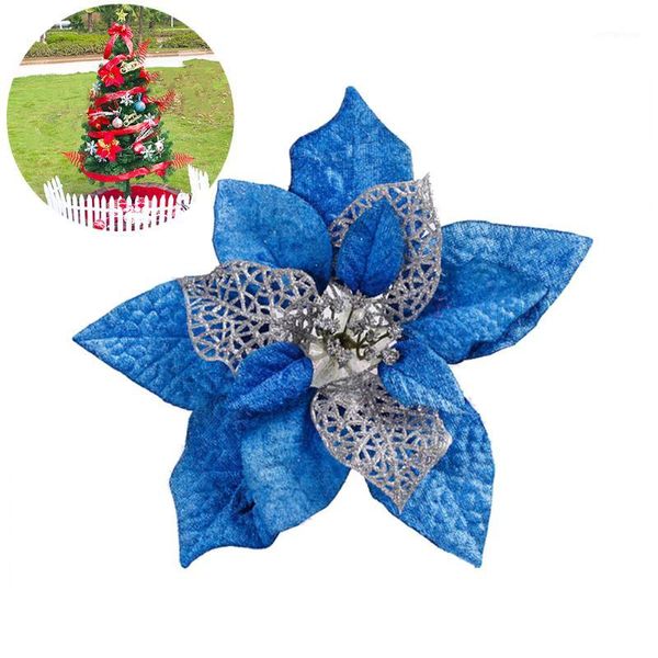 

christmas decorations 1pc 8" inches sprinkle artificial flower wedding party decor tree ornament( blue) blue1