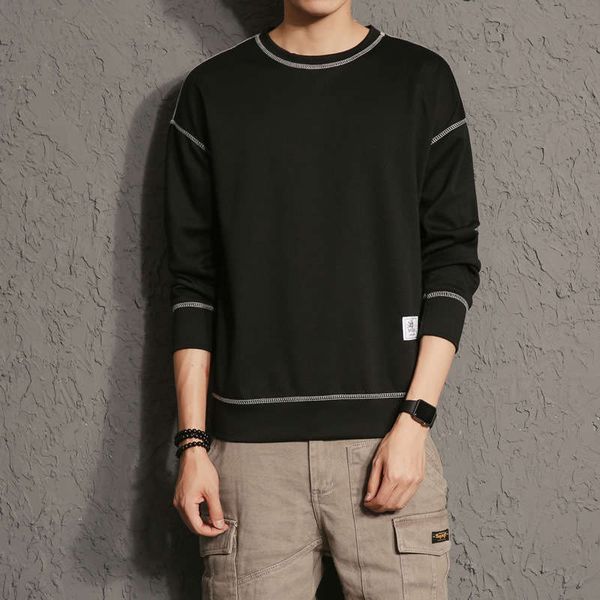 

spring and autumn casual new youth fashion brand sportswear round collar solid men's sweater, Gray