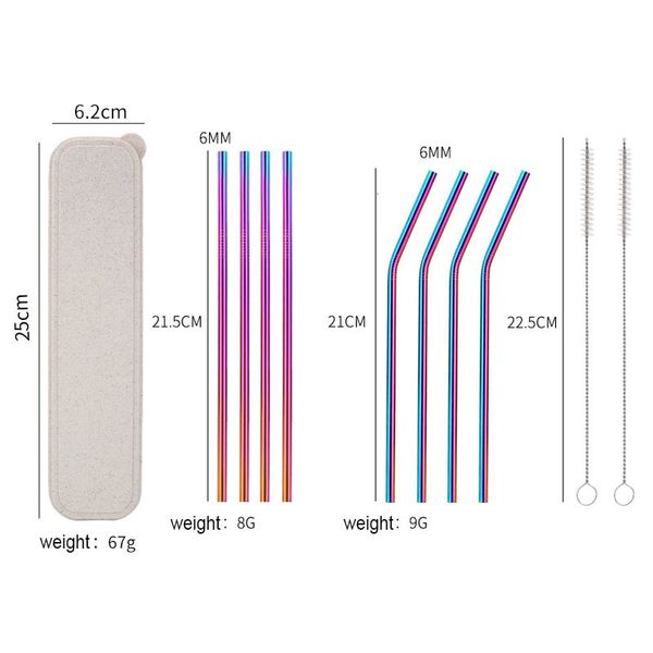 

2020 reusable drinking 304 stainless steel straws metal straw with cleaner brush for mugs 20 /30oz 08outlett6bo