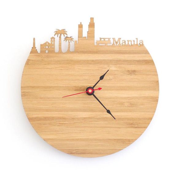 

wall clocks manila skyline clock living room office table quartz city silhouette