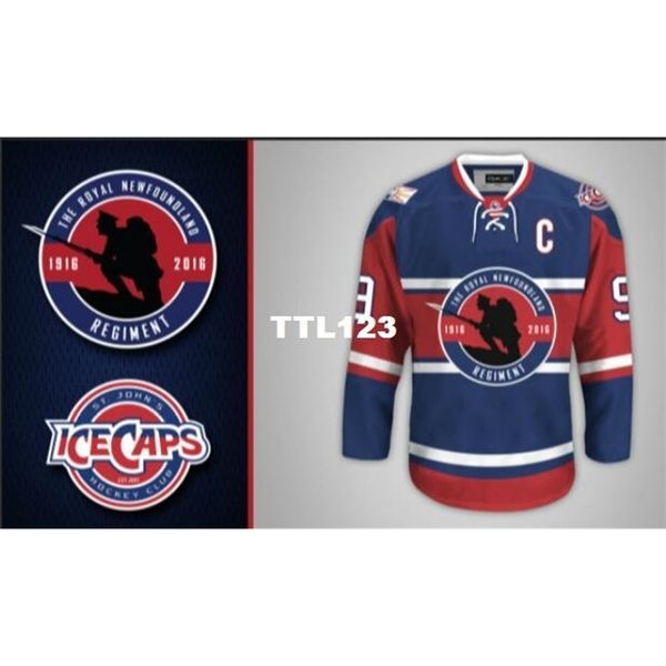 

real men real full embroidery st. john's icecaps unveil royal newfoundland regiment hockey jersey or custom any name or number jersey, Black