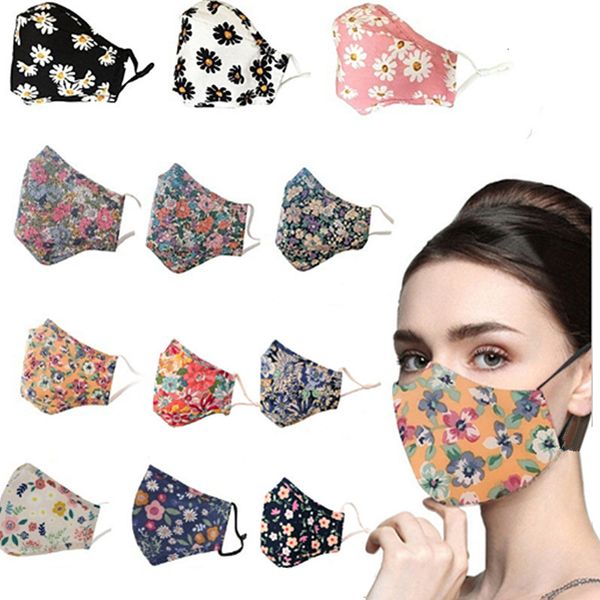 

2020 new fashion mask printed cotton design dust respirator can be washed water and inserted with filters face masks
