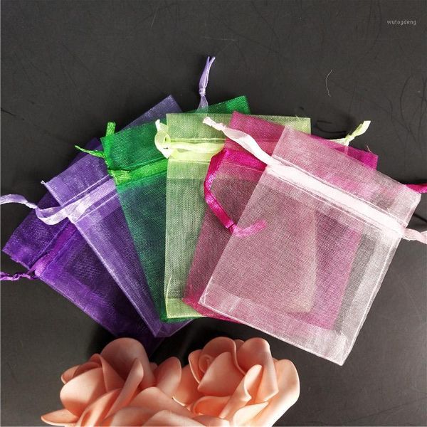 

50pcs organza bag dragees bags wedding decoration gift bags wedding supplies solid colors packaging pouches gift box 6x8cm 5z1