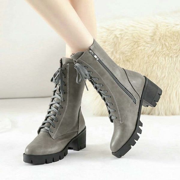 

i've seen 2020 woman platform square winter women's high heels, western style, ankle boots, round toe, 34-43., Black