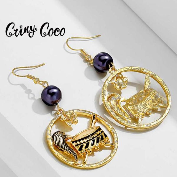 

cring coco hawaii polynesia jewelry 2020 new original design drum drop earrings for women female punk gold alloy earring earing, Silver